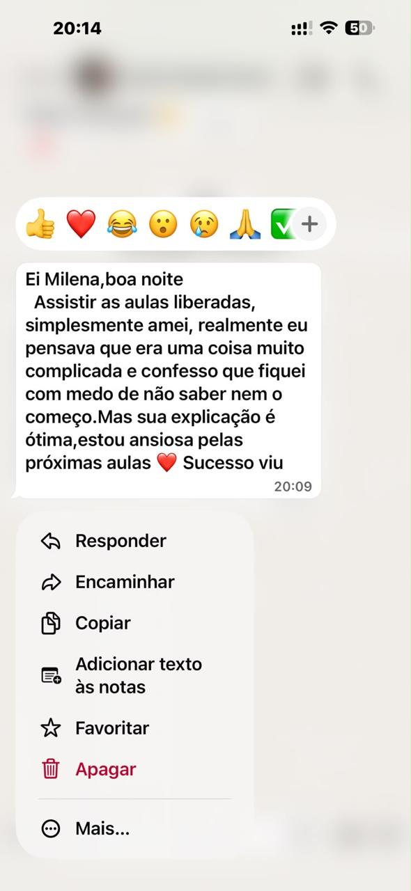 Print de conversa no WhatsApp com aluna 2